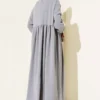 Gathered Front Elastic Cuff Dress Grey al por mayor dress view 3 - Hicabistan fábrica Turquía