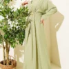 Dress with Drawstring Front and Gold Buckle Gold