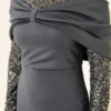 Gathered Front Sequin Evening Dress Anthracite بالجملة dress view 4 - Hicabistan مصنع تركيا