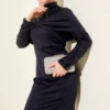 Gathered Front Sequin Evening Dress Navy Blue all'ingrosso dress view 2 - Hicabistan fabbrica Turchia