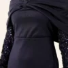 Gathered Front Sequin Evening Dress Navy Blue all'ingrosso dress view 4 - Hicabistan fabbrica Turchia