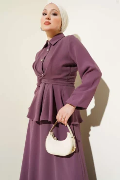 Shirt Collar Skirt Set wholesale clothing set view 2 - Hicabistan Turkey factory