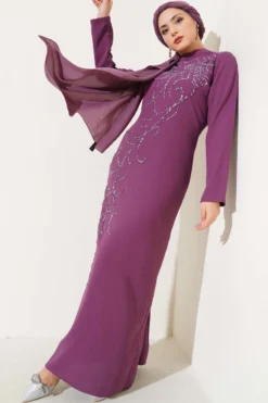 Front Stone-Embellished Plus Size Dress