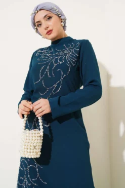 Alternative view of Front Stone-Embellished Plus Size Dress Petrol