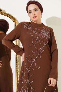 Alternative view of Front Stone-Embellished Plus Size Dress Tan