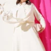 Button-Front Linen Skirt Set Cream wholesale clothing set view 2 - Hicabistan Turkey factory