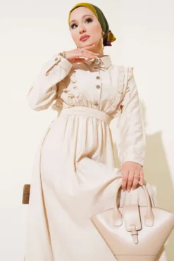 Alternative Ansicht von Ruffled Front Belted Dress Beige