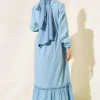 Ruffled Front Denim Dress wholesale dress view 3 - Hicabistan Turkey factory