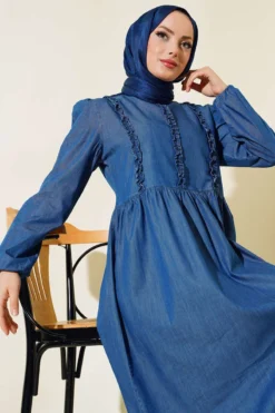 Ruffled Front Denim Dress