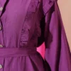 Ruffled Front Belted Two-Piece Set Lilac بالجملة clothing set view 4 - Hicabistan مصنع تركيا