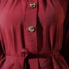 Zippered Front Belted Two-Piece Set Burgundy wholesale clothing set view 4 - Hicabistan Turkey factory