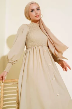 Alternative view of Gathers Front Dress Beige