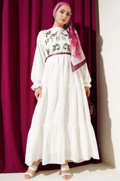 Alternative view of Floral Embroidered Ruffle Dress Plum