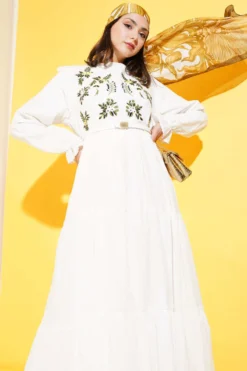 Alternative view of Floral Embroidered Ruffle Dress Yellow