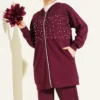 Pearl Zippered Front Two-Piece Set Burgundy en gros clothing set view 2 - Hicabistan usine Turquie