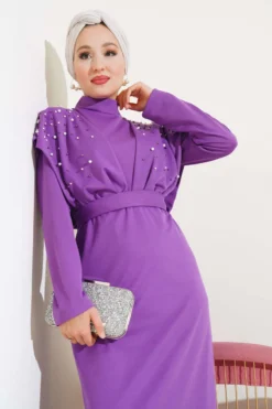Alternative view of Pearl-Embellished Belted Dress