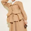 Blouse and Skirt Set with Ties Camel groothandel clothing set view 2 - Hicabistan Turkije fabriek