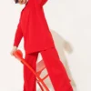Basic Two-Piece Set with Front Cutout Red all'ingrosso clothing set - Hicabistan fabbrica Turchia