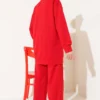 Basic Two-Piece Set with Front Cutout Red all'ingrosso clothing set view 3 - Hicabistan fabbrica Turchia