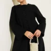 Mini Button Front Dress Two-Piece Set Black all'ingrosso clothing set view 2 - Hicabistan fabbrica Turchia