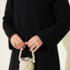 Mini Button Front Dress Two-Piece Set Black all'ingrosso clothing set view 4 - Hicabistan fabbrica Turchia