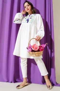 Alternative view of Embroidered Tassel Tunic Lilac