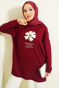 Daisy Patch Tunic Burgundy