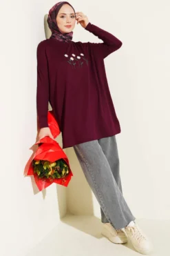Alternatieve weergave van Embroidered Daisy Tunic Plum