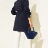 Tunic with Front Pleats and Tie Belt Navy Blue بالجملة tunic view 3 - Hicabistan مصنع تركيا