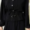 Pleated Waist Tunic with Skirt Set Black en gros clothing set view 4 - Hicabistan usine Turquie