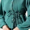 Pleated Waist Tunic with Skirt Set Green all'ingrosso clothing set view 4 - Hicabistan fabbrica Turchia