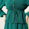 Pleated Waist Tunic with Skirt Set Emerald wholesale clothing set view 4 - Hicabistan Turkey factory