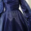 Pleated Tulle Evening Dress Navy Blue بالجملة dress view 4 - Hicabistan مصنع تركيا