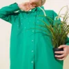 Long Shirt with Stone Detail Green