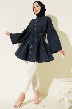 Alternative Ansicht von Stone-Embellished Hidden Button Tunic Navy Blue