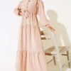 Half Button Front Layered Dress