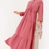 Half Button Front Layered Dress