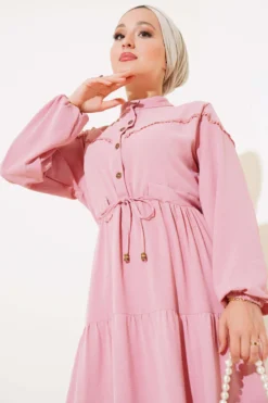 Alternative view of Half Button Front Layered Dress Powder Pink
