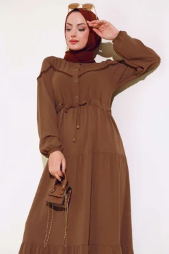 Alternative view of Half Button Front Layered Dress Tan