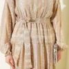 Embroidered Detail Lace-Up Dress Mink Großhandel dress view 4 - Hicabistan Türkei Fabrik