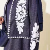Embroidered Detail Jacket Dress Set Navy Blue wholesale clothing set view 4 - Hicabistan Turkey factory