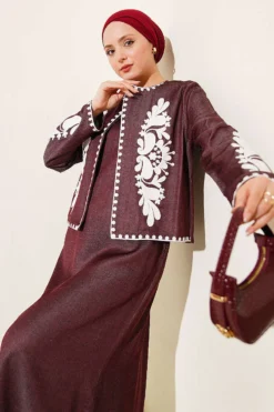 Embroidered Detail Jacket Dress Set