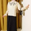 Embroidered Baby Collar Skirt Set Beige all'ingrosso clothing set view 2 - Hicabistan fabbrica Turchia