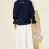 Embroidered Baby Collar Skirt Set Navy Blue groothandel clothing set view 3 - Hicabistan Turkije fabriek