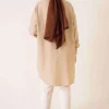 Tunic Shirt with Ribbed Details Beige al por mayor shirt view 3 - Hicabistan fábrica Turquía