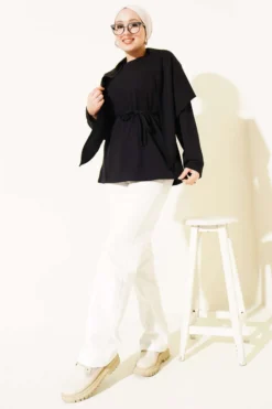 Vista alternativa de Shoulder Shawl Tunic Black