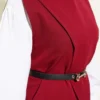 Shoulder Buttoned Belted Vest Two-Piece Set Burgundy Großhandel clothing set view 4 - Hicabistan Türkei Fabrik