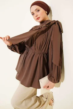 Shoulder Bow Loose Tunic Mink