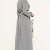 Shoulder Floral Embroidered Button Dress Grey al por mayor dress view 3 - Hicabistan fábrica Turquía