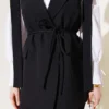 Shoulder Belted Vest Set Black all'ingrosso clothing set view 4 - Hicabistan fabbrica Turchia